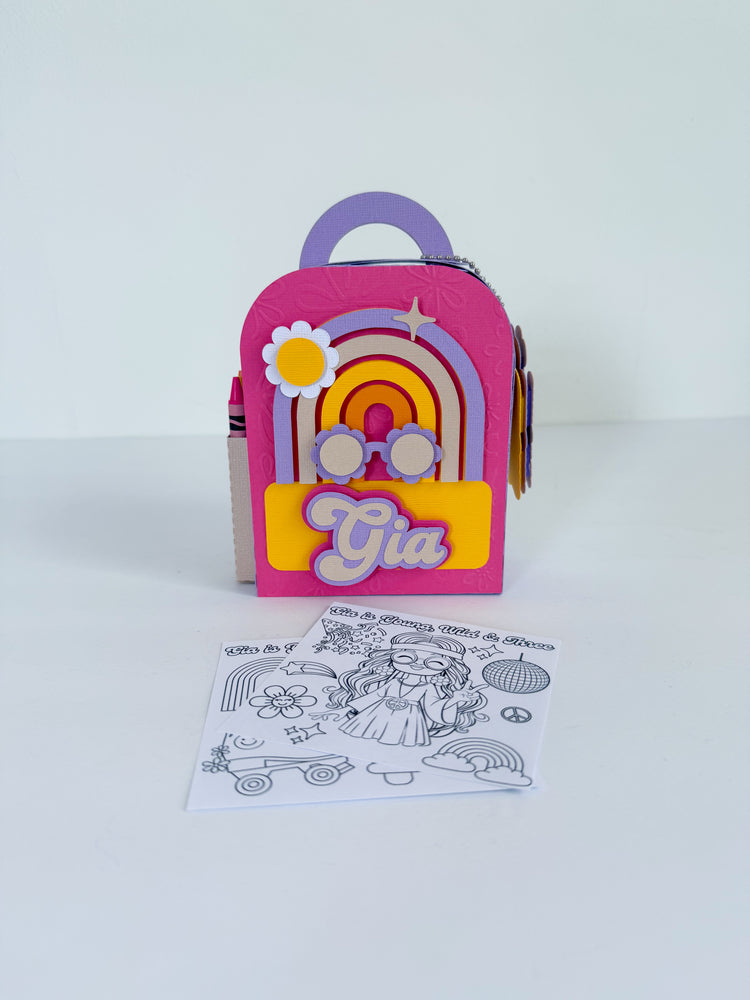 Custom Coloring Book Bag Favor Box