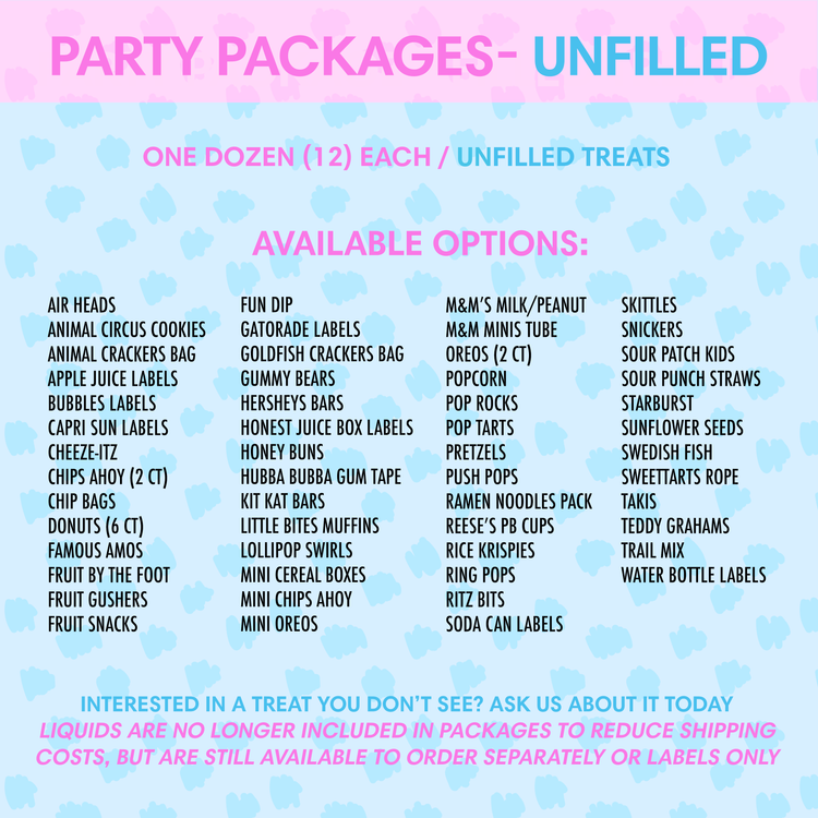 Party Package -Unfilled Treats - You Pick