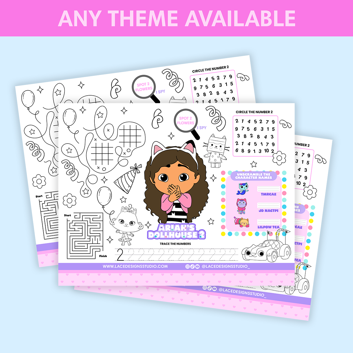 Custom Activity Sheets – Lace Designs Studio
