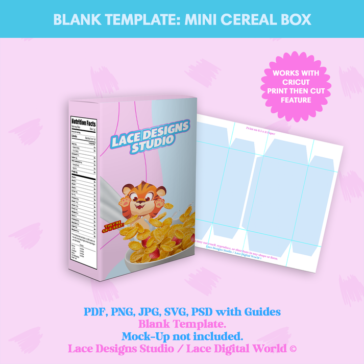 Template Mini Cereal Box Lace Designs Studio